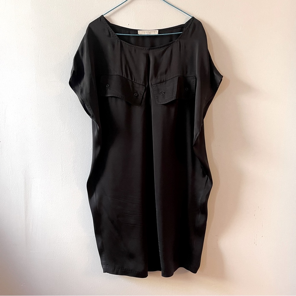 Stella McCartney Black Silk Charmeuse Shift Dress EU 42/US 6